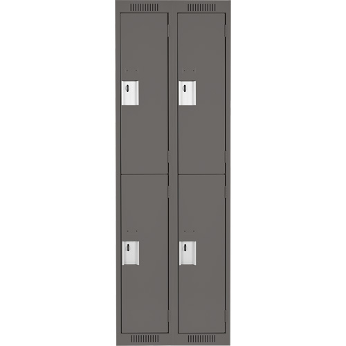 Casiers Clean Line, 2 niveaux, Bloc de 2, 24" x 18" x 72", Acier, Charbon, Rivet (assembl&eacute;) Helyx Safety & Industrial Supplies
