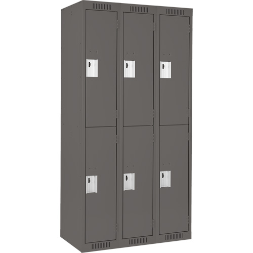 Casiers Clean Line, 2 niveaux, Bloc de 3, 36" x 18" x 72", Acier, Charbon, Rivet (assembl&eacute;) Helyx Safety & Industrial Supplies