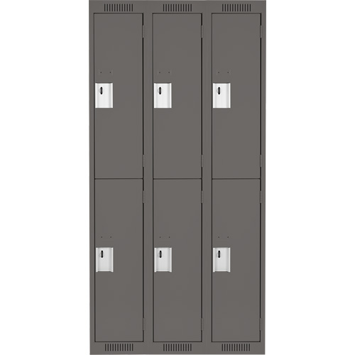 Casiers Clean Line, 2 niveaux, Bloc de 3, 36" x 18" x 72", Acier, Charbon, Rivet (assembl&eacute;) Helyx Safety & Industrial Supplies