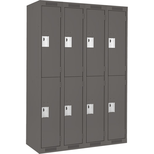 Casiers Clean Line, 2 niveaux, Bloc de 4, 48" x 18" x 72", Acier, Charbon, Rivet (assembl&eacute;) Helyx Safety & Industrial Supplies