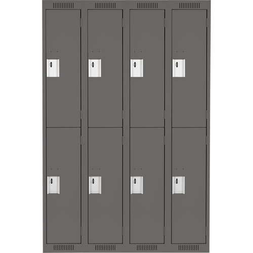 Casiers Clean Line, 2 niveaux, Bloc de 4, 48" x 18" x 72", Acier, Charbon, Rivet (assembl&eacute;) Helyx Safety & Industrial Supplies