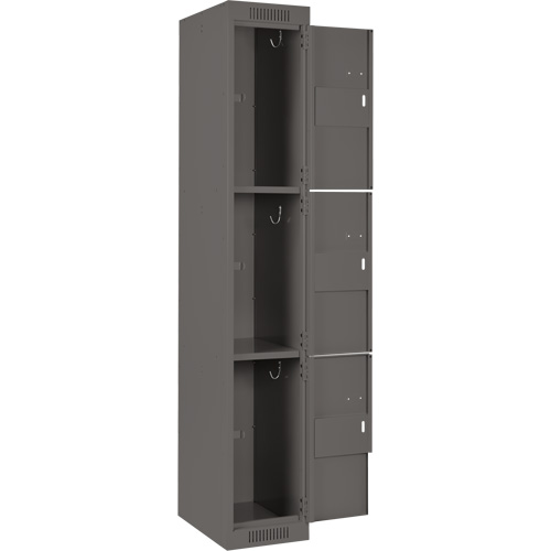 Casiers Clean Line, 3 niveaux, Bloc de 4, 48" x 18" x 72", Acier, Charbon, Rivet (assembl&eacute;) Helyx Safety & Industrial Supplies