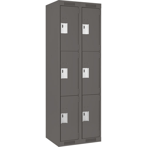 Casiers Clean Line, 3 niveaux, Bloc de 2, 24" x 18" x 72", Acier, Charbon, Rivet (assembl&eacute;) Helyx Safety & Industrial Supplies