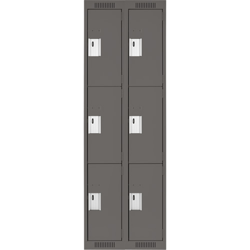 Casiers Clean Line, 3 niveaux, Bloc de 2, 24" x 18" x 72", Acier, Charbon, Rivet (assembl&eacute;) Helyx Safety & Industrial Supplies