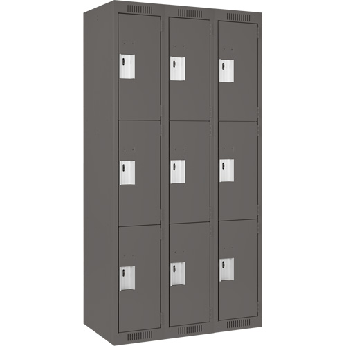 Casiers Clean Line, 3 niveaux, Bloc de 3, 36" x 18" x 72", Acier, Charbon, Rivet (assembl&eacute;) Helyx Safety & Industrial Supplies