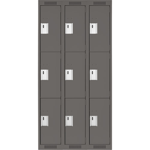 Casiers Clean Line, 3 niveaux, Bloc de 3, 36" x 18" x 72", Acier, Charbon, Rivet (assembl&eacute;) Helyx Safety & Industrial Supplies