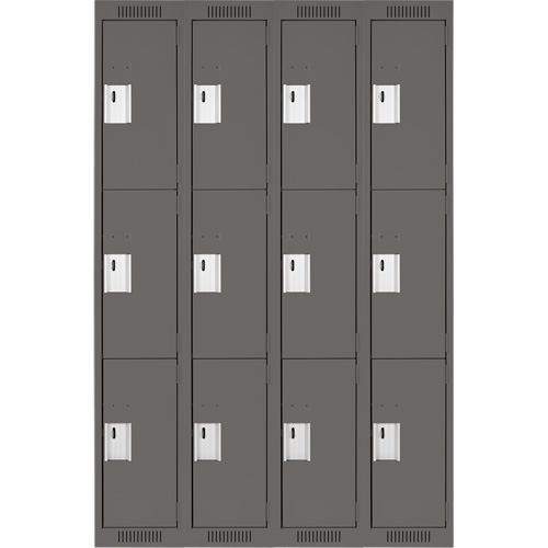 Casiers Clean Line, 3 niveaux, Bloc de 4, 48" x 18" x 72", Acier, Charbon, Rivet (assembl&eacute;) Helyx Safety & Industrial Supplies