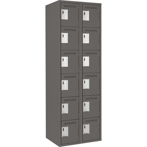 Petits casiers Clean Line, 6 niveaux, Bloc de 2, 24" x 18" x 72", Acier, Charbon, Rivet (assembl&eacute;) Helyx Safety & Industrial Supplies