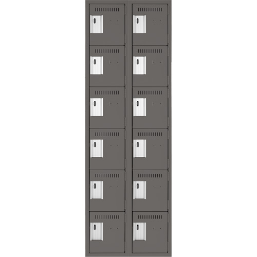Petits casiers Clean Line, 6 niveaux, Bloc de 2, 24" x 18" x 72", Acier, Charbon, Rivet (assembl&eacute;) Helyx Safety & Industrial Supplies