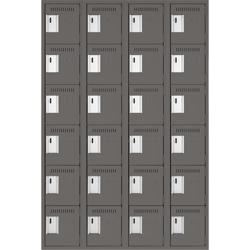 Clean Line Lockerette, 6 -tier, Bank of 4, 48" x 18" x 72", Steel, Charcoal, Rivet (Assembled) Helyx Safety & Industrial Supplies