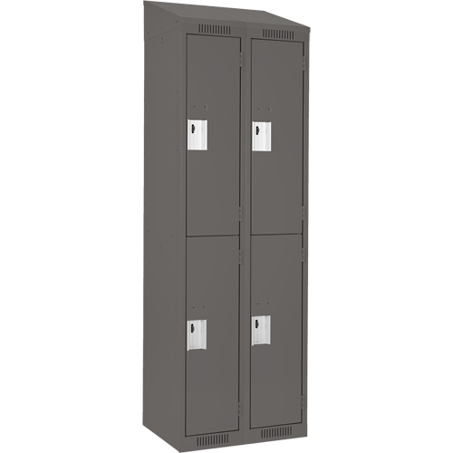 Casiers Clean Line, 2 niveaux, Bloc de 2, 24" x 18" x 78", Acier, Charbon, Rivet (assembl&eacute;) Helyx Safety & Industrial Supplies