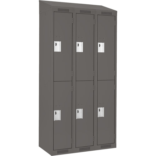 Casiers Clean Line, 2 niveaux, Bloc de 3, 36" x 18" x 78", Acier, Charbon, Rivet (assembl&eacute;) Helyx Safety & Industrial Supplies