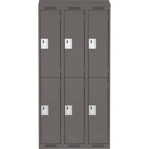 Casiers Clean Line, 2 niveaux, Bloc de 3, 36" x 18" x 78", Acier, Charbon, Rivet (assembl&eacute;) Helyx Safety & Industrial Supplies