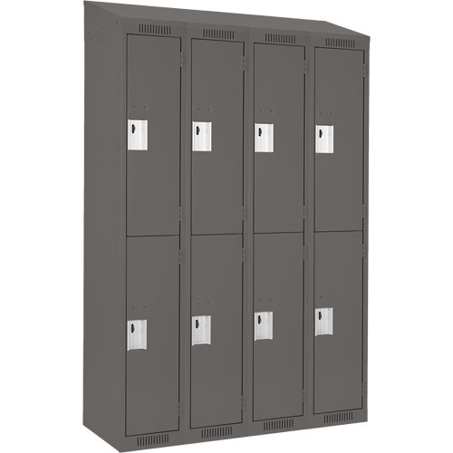 Casiers Clean Line, 2 niveaux, Bloc de 4, 48" x 18" x 78", Acier, Charbon, Rivet (assembl&eacute;) Helyx Safety & Industrial Supplies