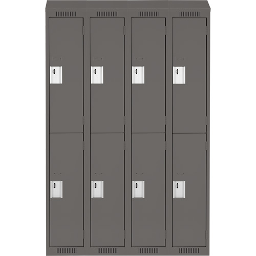 Casiers Clean Line, 2 niveaux, Bloc de 4, 48" x 18" x 78", Acier, Charbon, Rivet (assembl&eacute;) Helyx Safety & Industrial Supplies