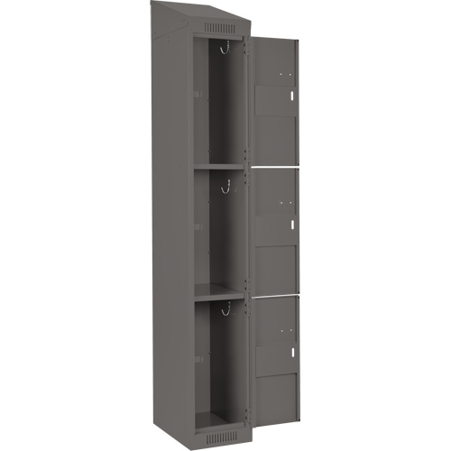 Casiers Clean Line, 3 niveaux, Bloc de 4, 48" x 18" x 78", Acier, Charbon, Rivet (assembl&eacute;) Helyx Safety & Industrial Supplies