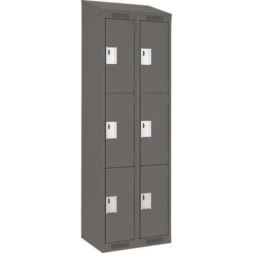 Casiers Clean Line, 3 niveaux, Bloc de 2, 24" x 18" x 78", Acier, Charbon, Rivet (assembl&eacute;) Helyx Safety & Industrial Supplies