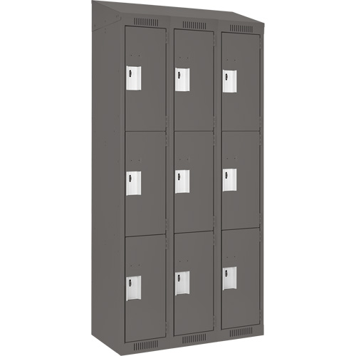 Casiers Clean Line, 3 niveaux, Bloc de 3, 36" x 18" x 78", Acier, Charbon, Rivet (assembl&eacute;) Helyx Safety & Industrial Supplies