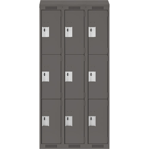 Casiers Clean Line, 3 niveaux, Bloc de 3, 36" x 18" x 78", Acier, Charbon, Rivet (assembl&eacute;) Helyx Safety & Industrial Supplies