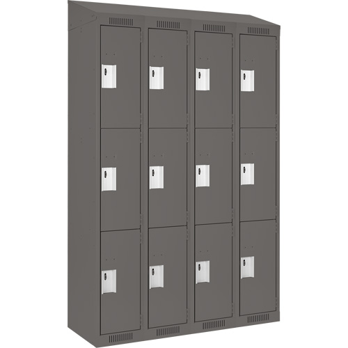 Casiers Clean Line, 3 niveaux, Bloc de 4, 48" x 18" x 78", Acier, Charbon, Rivet (assembl&eacute;) Helyx Safety & Industrial Supplies