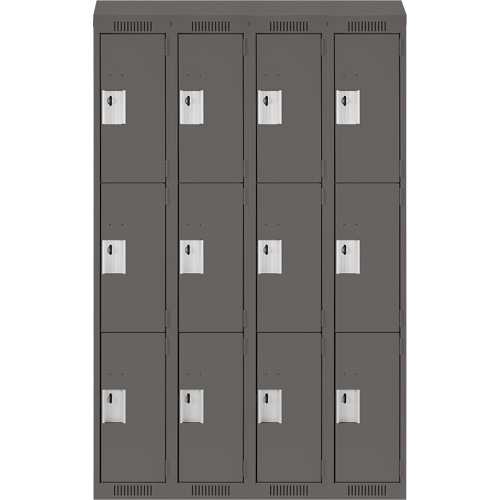 Casiers Clean Line, 3 niveaux, Bloc de 4, 48" x 18" x 78", Acier, Charbon, Rivet (assembl&eacute;) Helyx Safety & Industrial Supplies