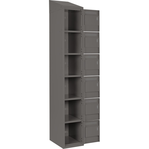 Petits casiers Clean Line, 6 niveaux, Bloc de 4, 48" x 18" x 78", Acier, Charbon, Rivet (assembl&eacute;) Helyx Safety & Industrial Supplies