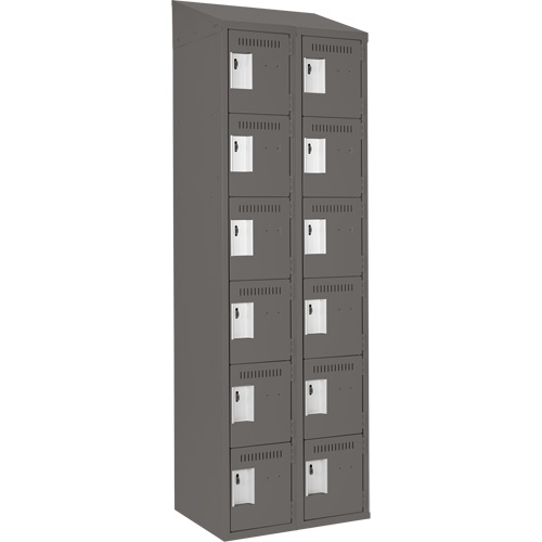 Petits casiers Clean Line, 6 niveaux, Bloc de 2, 24" x 18" x 78", Acier, Charbon, Rivet (assembl&eacute;) Helyx Safety & Industrial Supplies