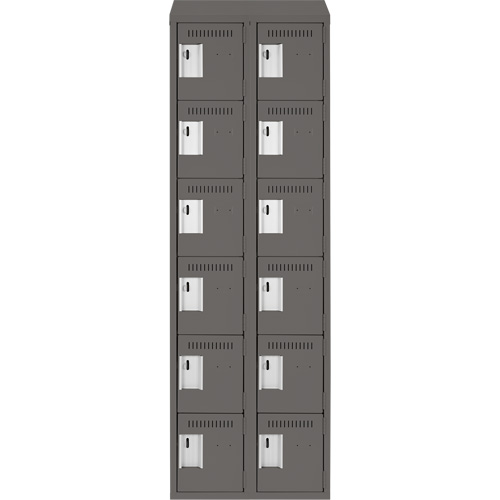 Petits casiers Clean Line, 6 niveaux, Bloc de 2, 24" x 18" x 78", Acier, Charbon, Rivet (assembl&eacute;) Helyx Safety & Industrial Supplies