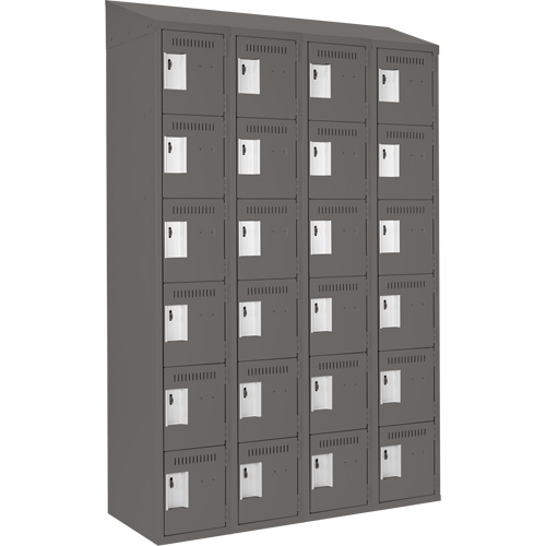Petits casiers Clean Line, 6 niveaux, Bloc de 4, 48" x 18" x 78", Acier, Charbon, Rivet (assembl&eacute;) Helyx Safety & Industrial Supplies