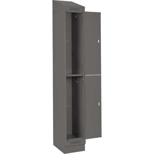 Casiers Clean Line, 2 niveaux, Bloc de 4, 48" x 18" x 82", Acier, Charbon, Rivet (assembl&eacute;) Helyx Safety & Industrial Supplies