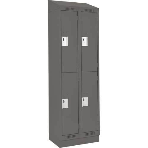 Casiers Clean Line, 2 niveaux, Bloc de 2, 24" x 18" x 82", Acier, Charbon, Rivet (assembl&eacute;) Helyx Safety & Industrial Supplies