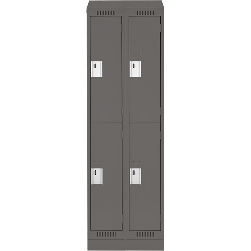 Casiers Clean Line, 2 niveaux, Bloc de 2, 24" x 18" x 82", Acier, Charbon, Rivet (assembl&eacute;) Helyx Safety & Industrial Supplies