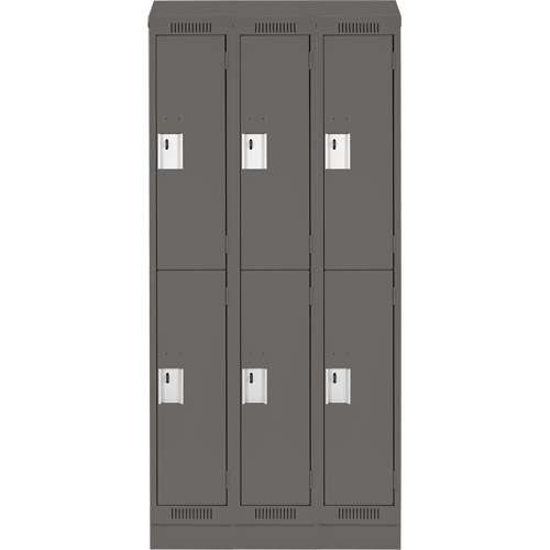 Clean Line Lockers, 2 -tier, Bank of 3, 36" x 18" x 82", Steel, Charcoal, Rivet (Assembled) Helyx Safety & Industrial Supplies