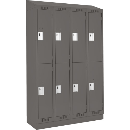 Casiers Clean Line, 2 niveaux, Bloc de 4, 48" x 18" x 82", Acier, Charbon, Rivet (assembl&eacute;) Helyx Safety & Industrial Supplies