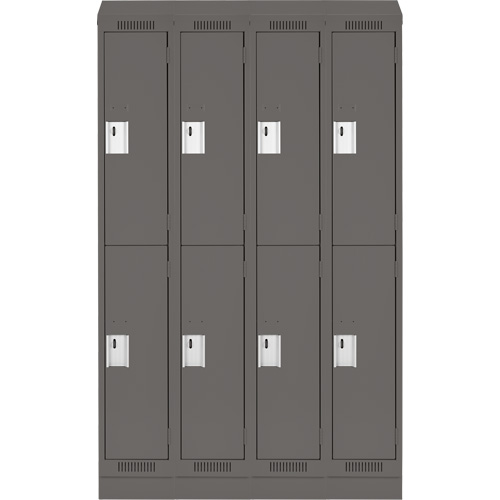 Casiers Clean Line, 2 niveaux, Bloc de 4, 48" x 18" x 82", Acier, Charbon, Rivet (assembl&eacute;) Helyx Safety & Industrial Supplies
