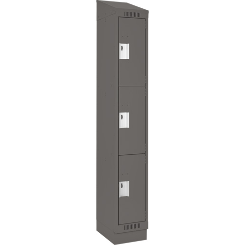 Clean Line Lockers, 3 -tier, 12" x 18" x 82", Steel, Charcoal, Rivet (Assembled) Helyx Safety & Industrial Supplies