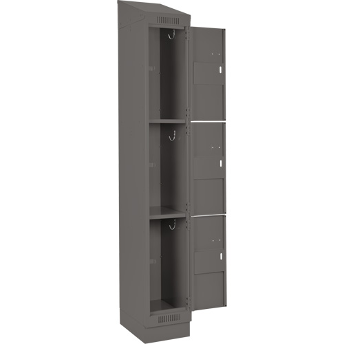 Casiers Clean Line, 3 niveaux, Bloc de 2, 24" x 18" x 82", Acier, Charbon, Rivet (assembl&eacute;) Helyx Safety & Industrial Supplies
