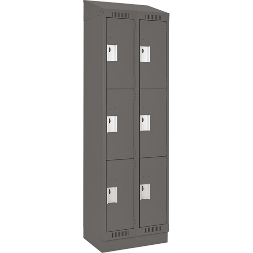 Casiers Clean Line, 3 niveaux, Bloc de 2, 24" x 18" x 82", Acier, Charbon, Rivet (assembl&eacute;) Helyx Safety & Industrial Supplies