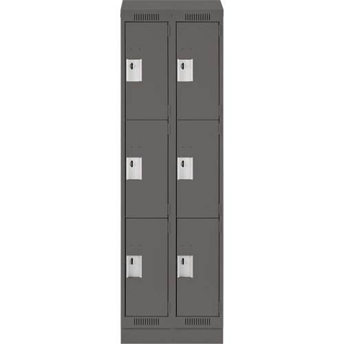 Casiers Clean Line, 3 niveaux, Bloc de 2, 24" x 18" x 82", Acier, Charbon, Rivet (assembl&eacute;) Helyx Safety & Industrial Supplies