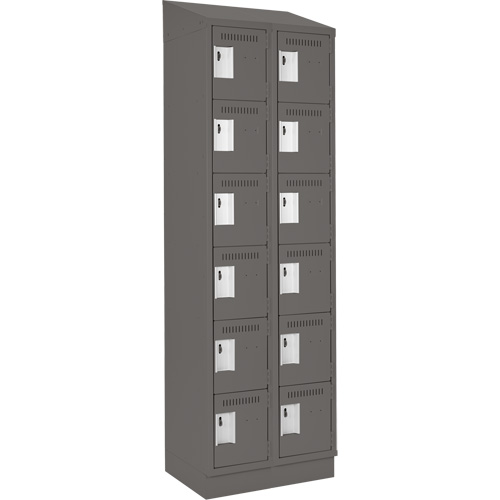 Petits casiers Clean Line, 6 niveaux, Bloc de 2, 24" x 18" x 82", Acier, Charbon, Rivet (assembl&eacute;) Helyx Safety & Industrial Supplies