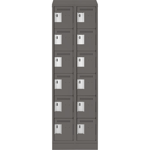 Petits casiers Clean Line, 6 niveaux, Bloc de 2, 24" x 18" x 82", Acier, Charbon, Rivet (assembl&eacute;) Helyx Safety & Industrial Supplies