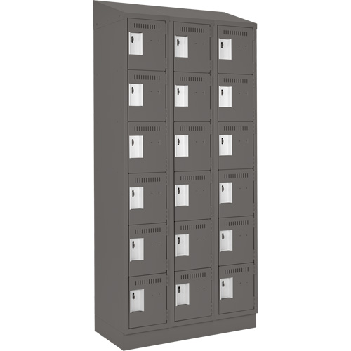 Petits casiers Clean Line, 6 niveaux, Bloc de 3, 36" x 18" x 82", Acier, Charbon, Rivet (assembl&eacute;) Helyx Safety & Industrial Supplies