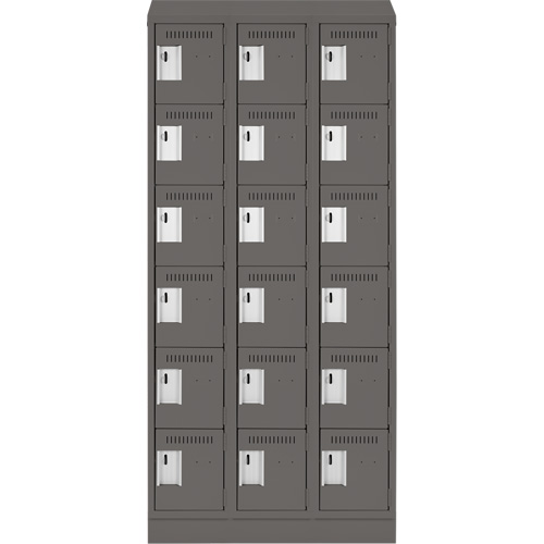 Petits casiers Clean Line, 6 niveaux, Bloc de 3, 36" x 18" x 82", Acier, Charbon, Rivet (assembl&eacute;) Helyx Safety & Industrial Supplies