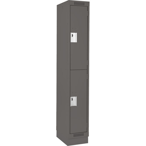 Clean Line Lockers, 2 -tier, 12" x 18" x 76", Steel, Charcoal, Rivet (Assembled) Helyx Safety & Industrial Supplies