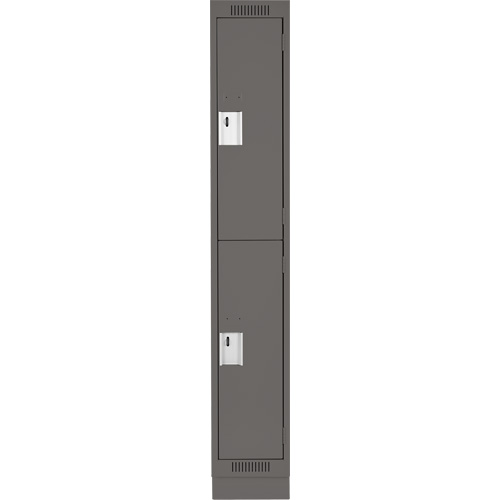 Clean Line Lockers, 2 -tier, 12" x 18" x 76", Steel, Charcoal, Rivet (Assembled) Helyx Safety & Industrial Supplies