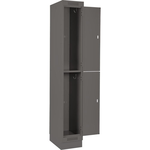 Casiers Clean Line, 2 niveaux, Bloc de 2, 24" x 18" x 76", Acier, Charbon, Rivet (assembl&eacute;) Helyx Safety & Industrial Supplies