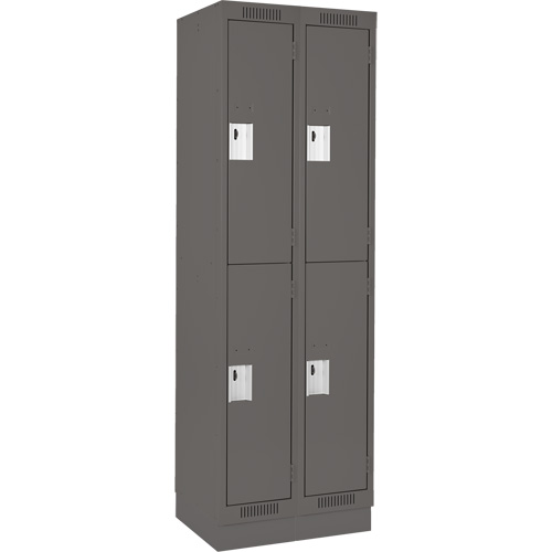 Casiers Clean Line, 2 niveaux, Bloc de 2, 24" x 18" x 76", Acier, Charbon, Rivet (assembl&eacute;) Helyx Safety & Industrial Supplies