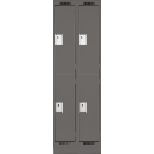 Casiers Clean Line, 2 niveaux, Bloc de 2, 24" x 18" x 76", Acier, Charbon, Rivet (assembl&eacute;) Helyx Safety & Industrial Supplies
