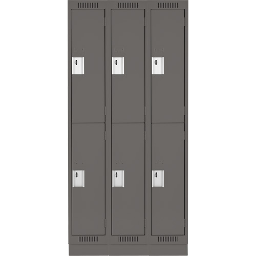 Casiers Clean Line, 2 niveaux, Bloc de 3, 36" x 18" x 76", Acier, Charbon, Rivet (assembl&eacute;) Helyx Safety & Industrial Supplies