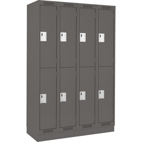 Casiers Clean Line, 2 niveaux, Bloc de 4, 48" x 18" x 76", Acier, Charbon, Rivet (assembl&eacute;) Helyx Safety & Industrial Supplies